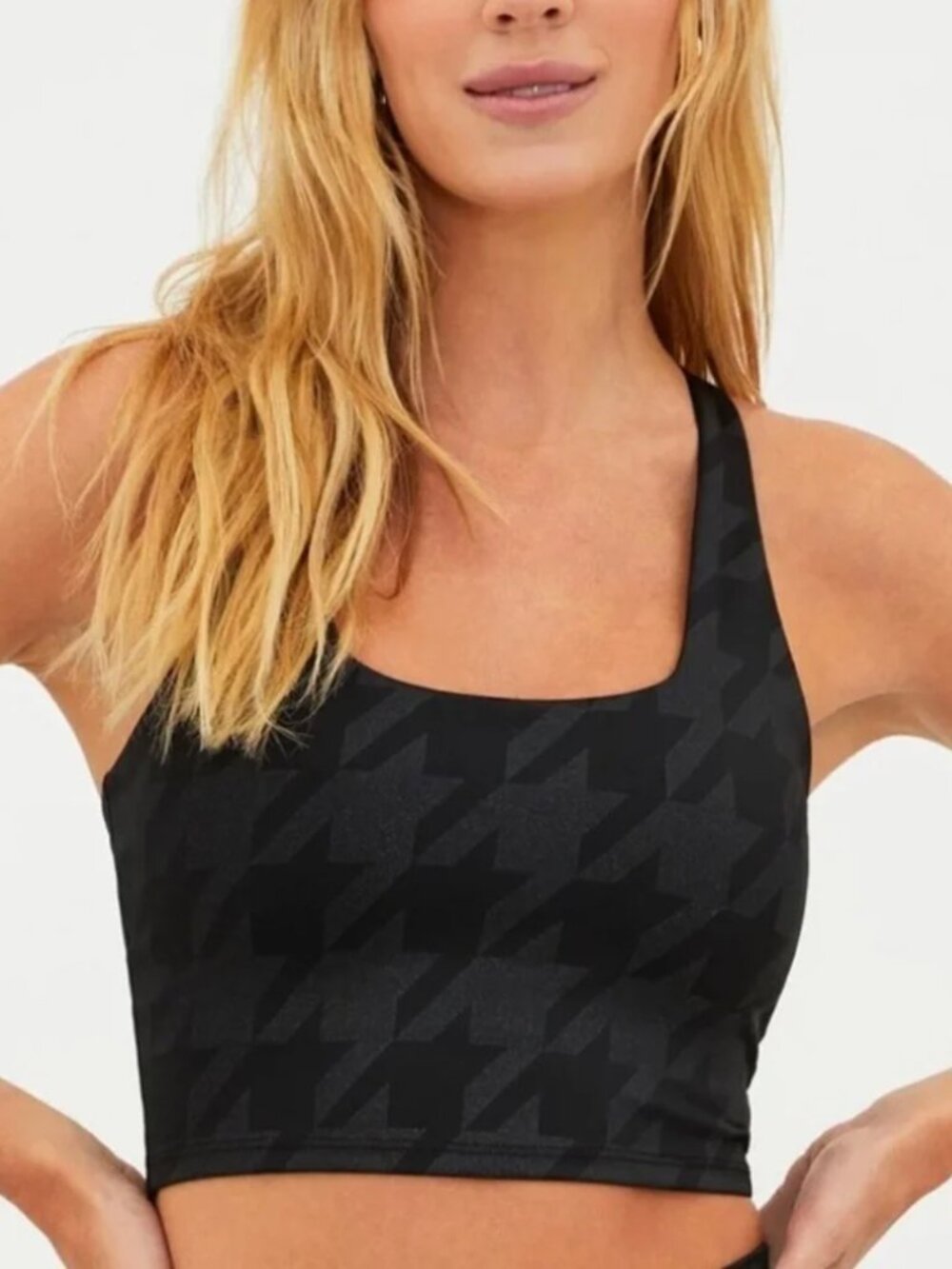 Beach Riot Piper Gunmetal Houndstooth Leggings & Bra Top Set